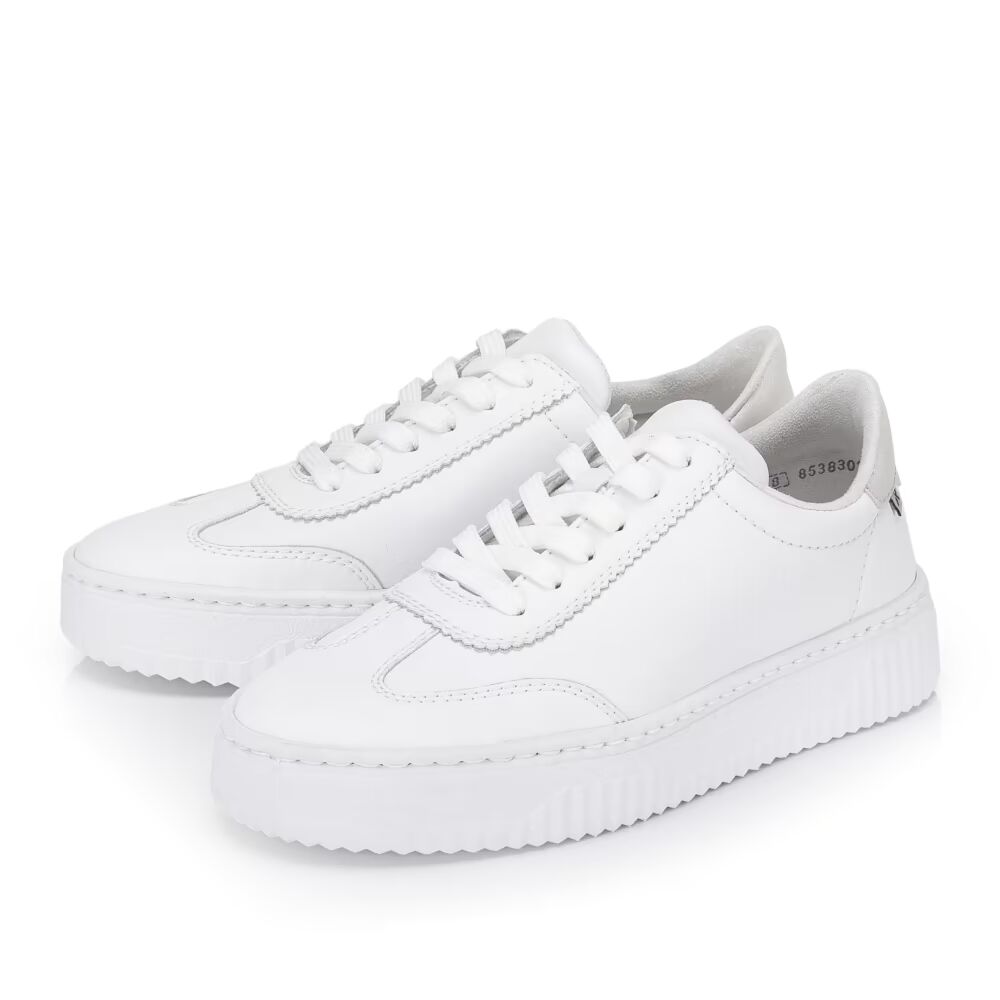 szczegóły RIEKER N9910-80 białe damskie sneakersy ze skóry naturalnej z podeszwą Antistres