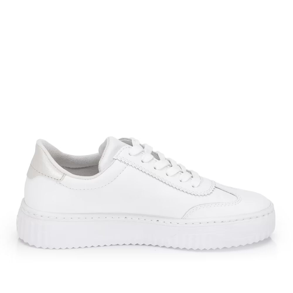 szczegóły RIEKER N9910-80 białe damskie sneakersy ze skóry naturalnej z podeszwą Antistres