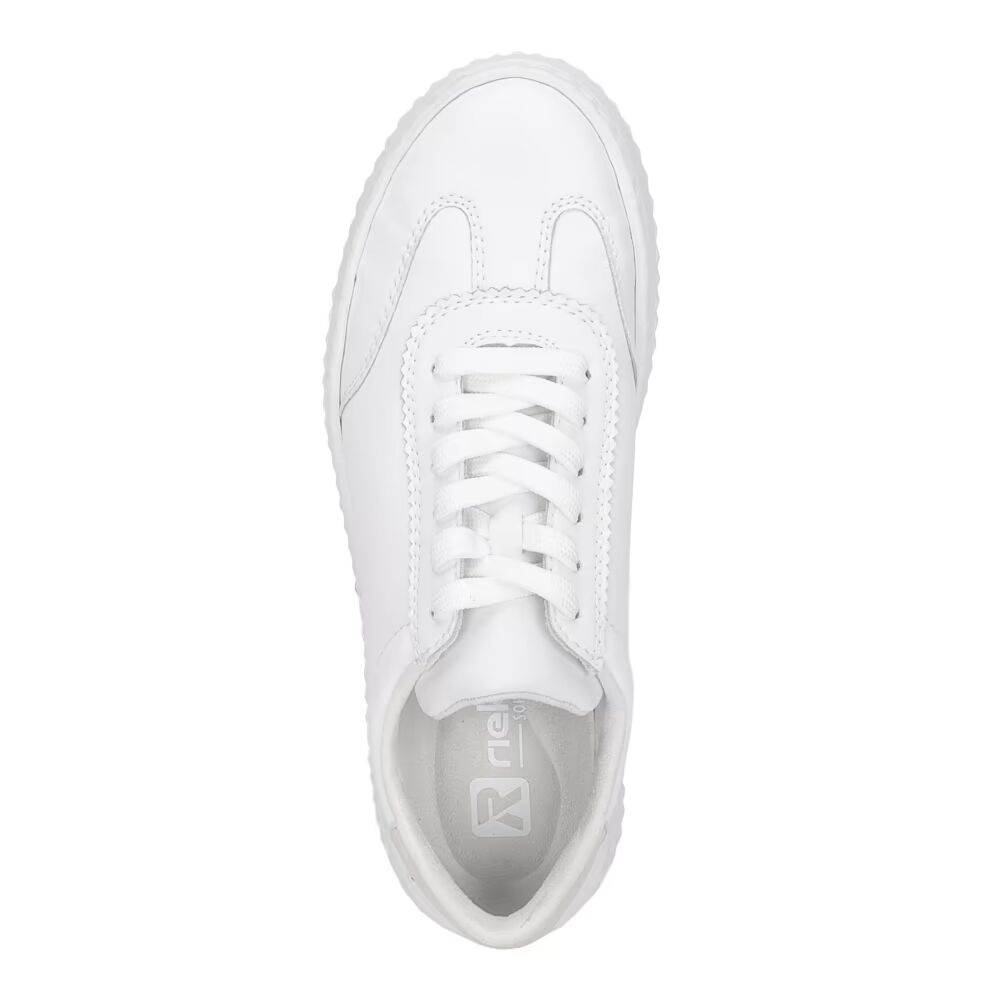 szczegóły RIEKER N9910-80 białe damskie sneakersy ze skóry naturalnej z podeszwą Antistres