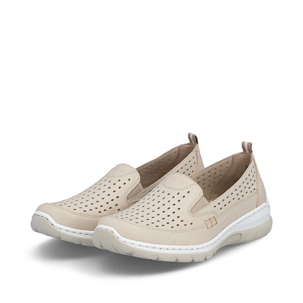 szczegóły RIEKER L32F4-60 beżowe damskie letnie baleriny, podeszwa antistress