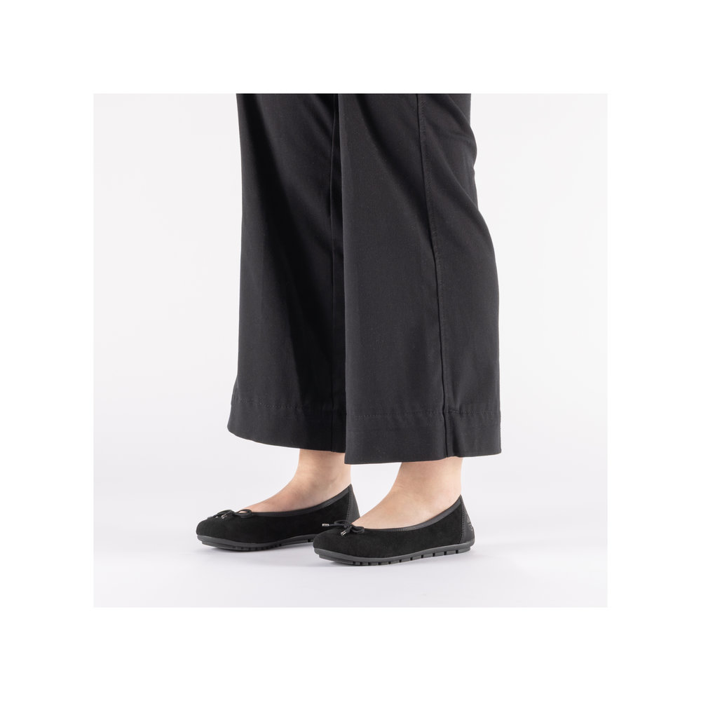 szczegóły RIEKER 438505-01 czarne damskie baleriny, skóra naturalna, podeszwa Antistress