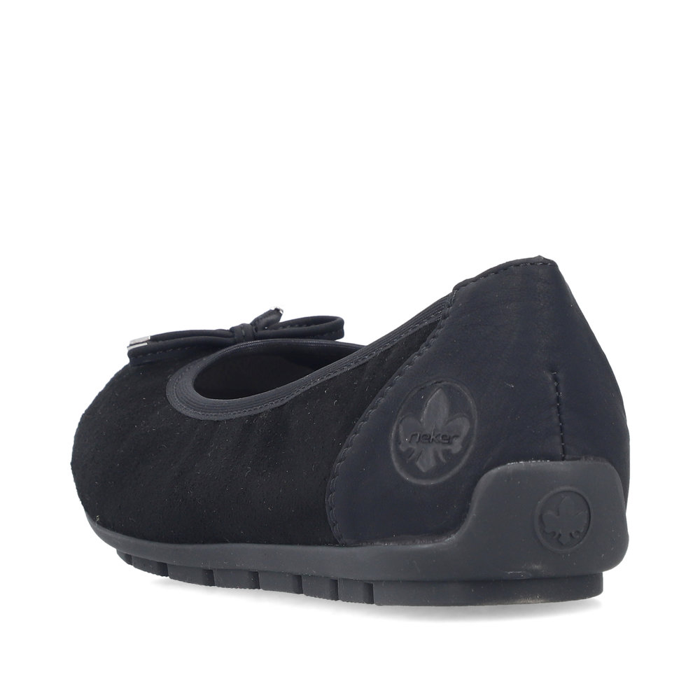 szczegóły RIEKER 438505-01 czarne damskie baleriny, skóra naturalna, podeszwa Antistress