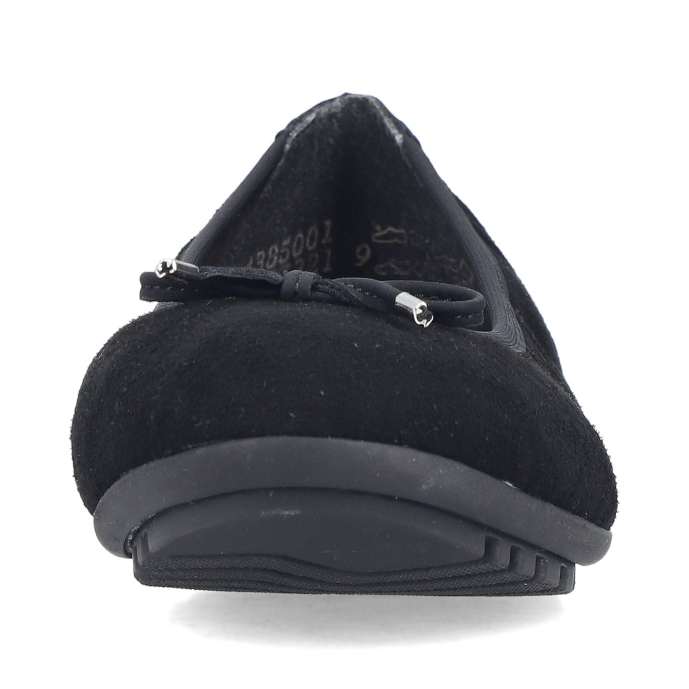 szczegóły RIEKER 438505-01 czarne damskie baleriny, skóra naturalna, podeszwa Antistress