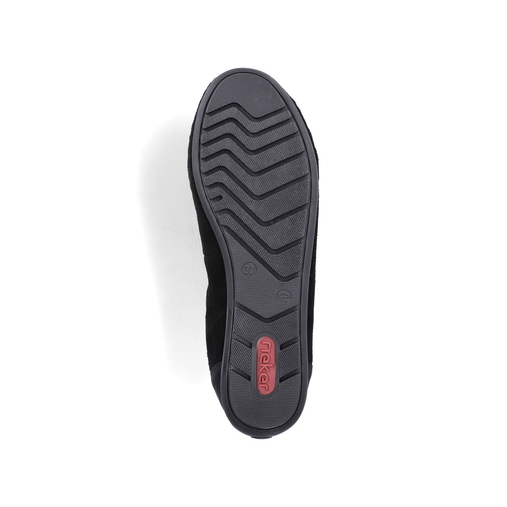 szczegóły RIEKER 438505-01 czarne damskie baleriny, skóra naturalna, podeszwa Antistress