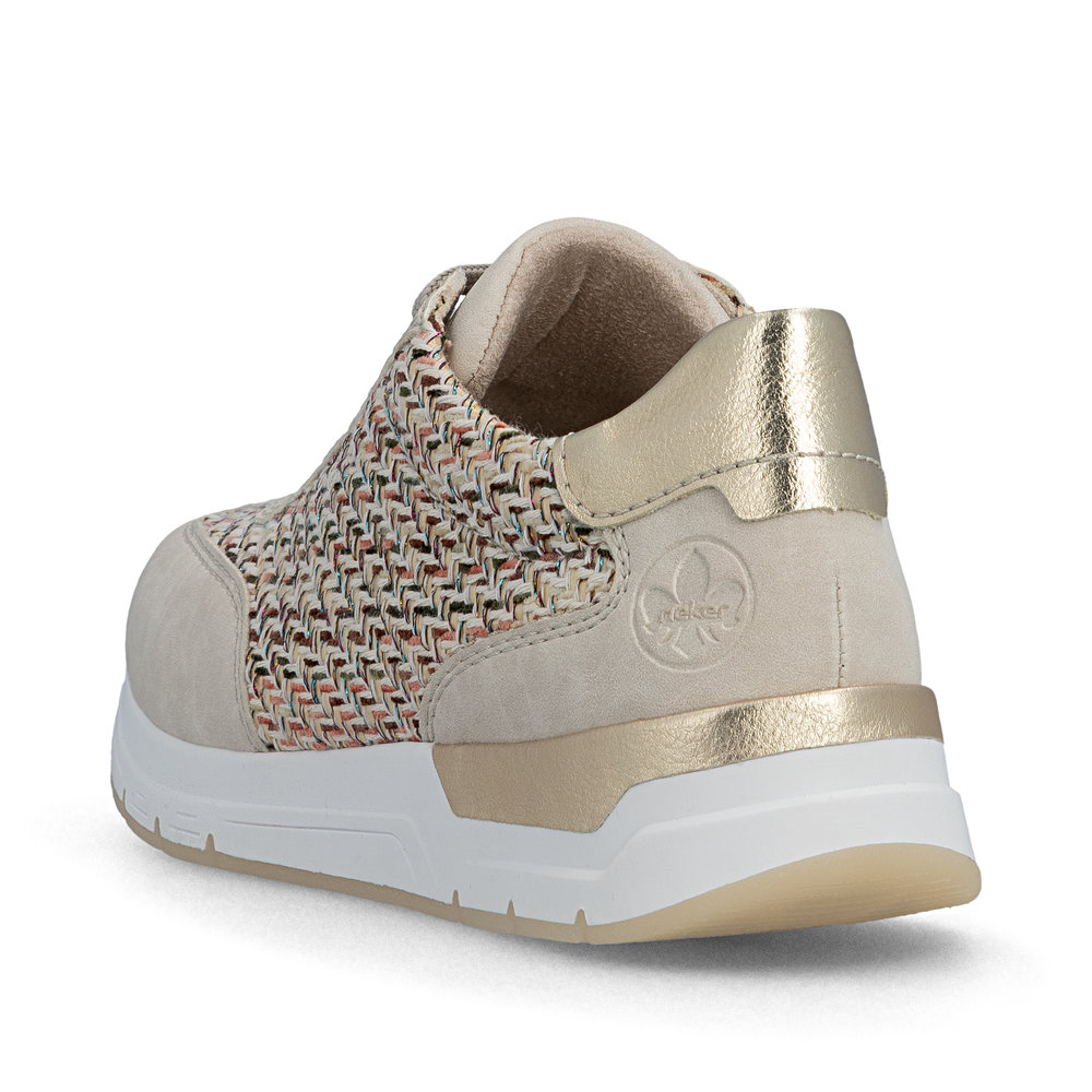 szczegóły RIEKER 58906-91 beżowe damskie nowoczesne sneakersy, wygodne, Antistress