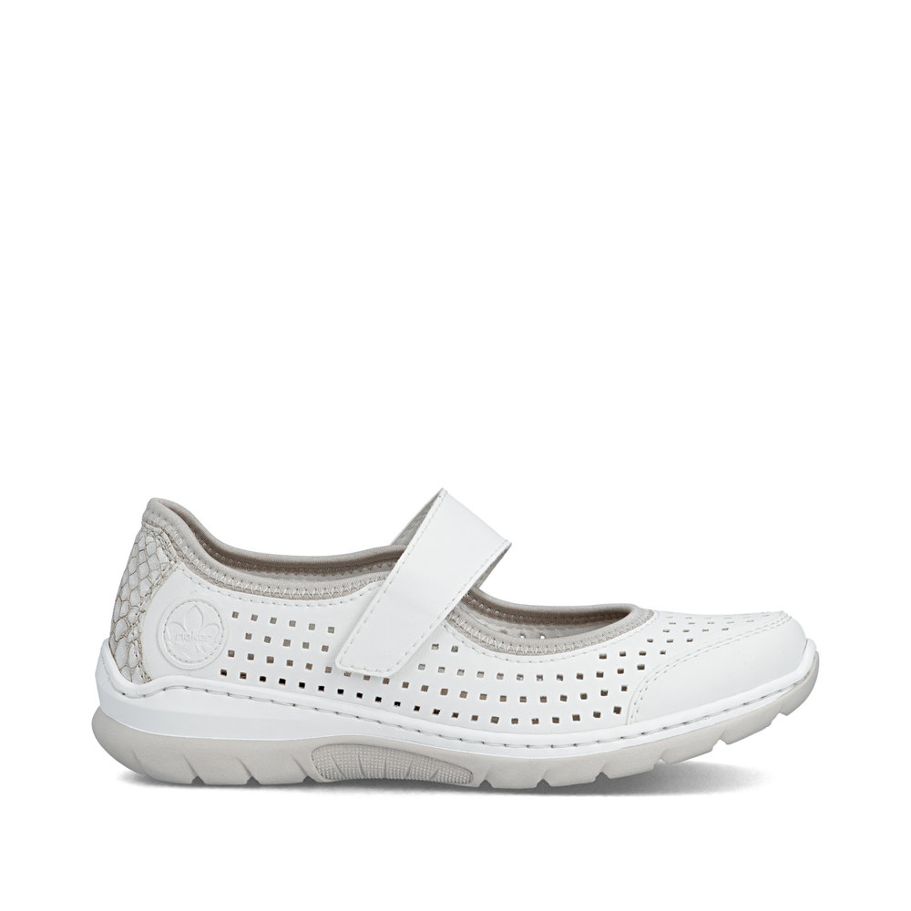 szczegóły RIEKER L32B5-82 białe damskie letnie półbuty, oddychające, Antistress