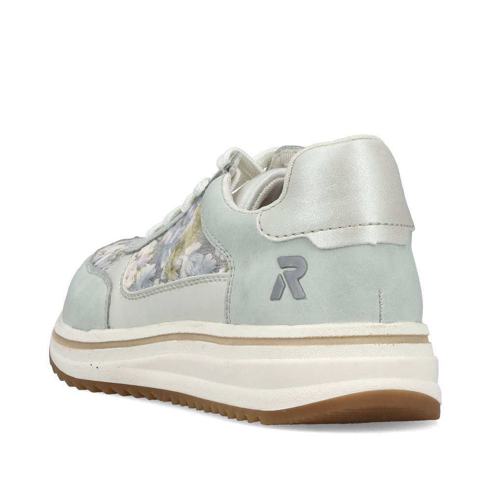szczegóły RIEKER L5812-91 niebieskie damskie skórzane sneakersy z pięknym wzorem, Antistre