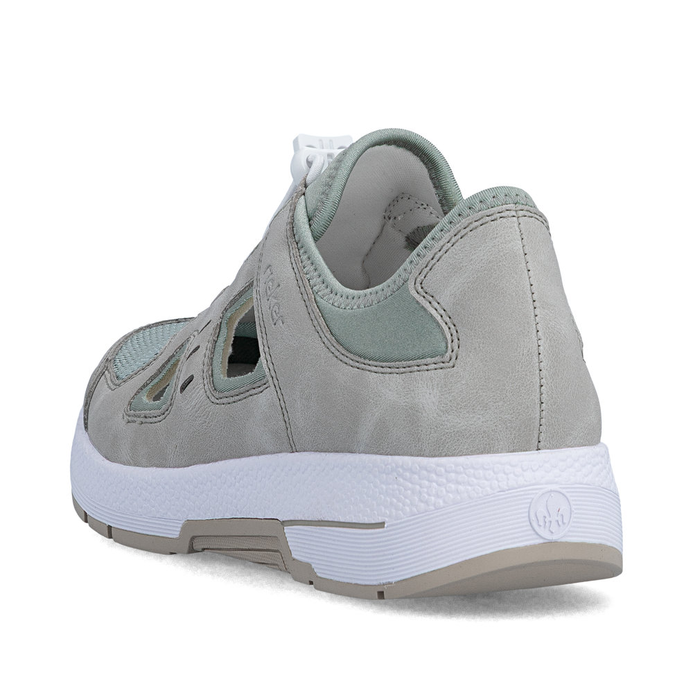 szczegóły RIEKER N8456-40 zielone damskie skórzane wygodne sneakersy z podeszwą Antistress