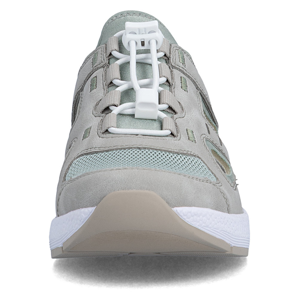 szczegóły RIEKER N8456-40 zielone damskie skórzane wygodne sneakersy z podeszwą Antistress