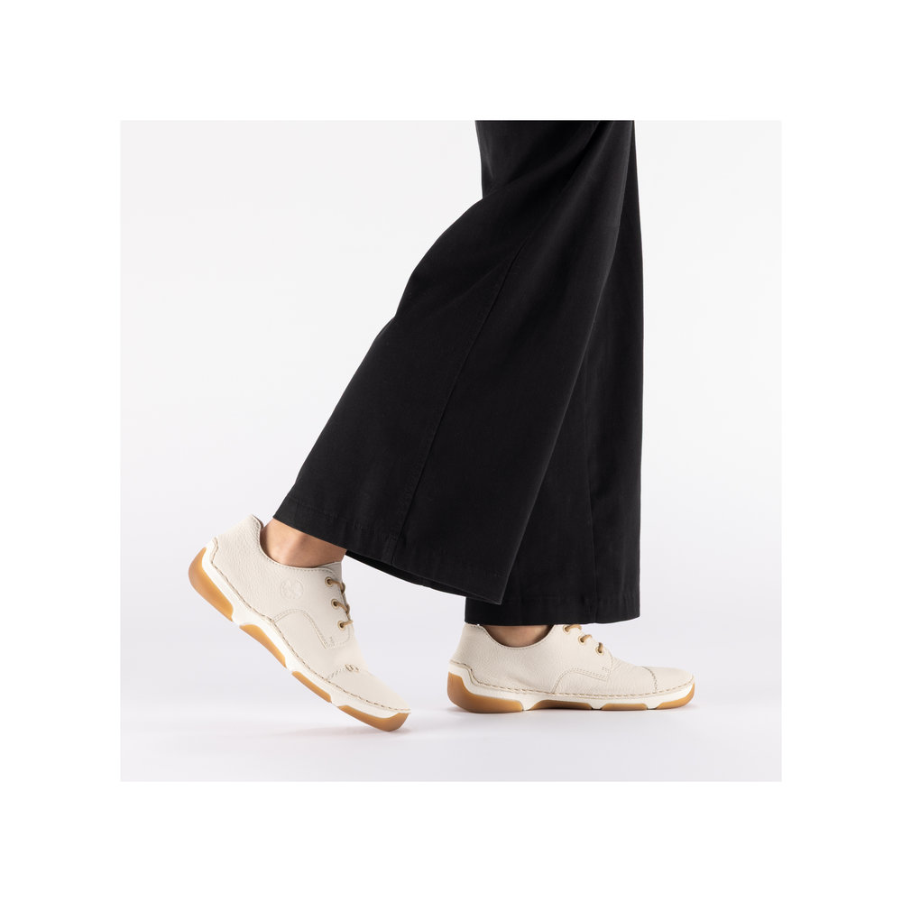 szczegóły RIEKER 55920-80 beżowe damskie wygodne, lekkie sneakersy, podeszwa Antistress