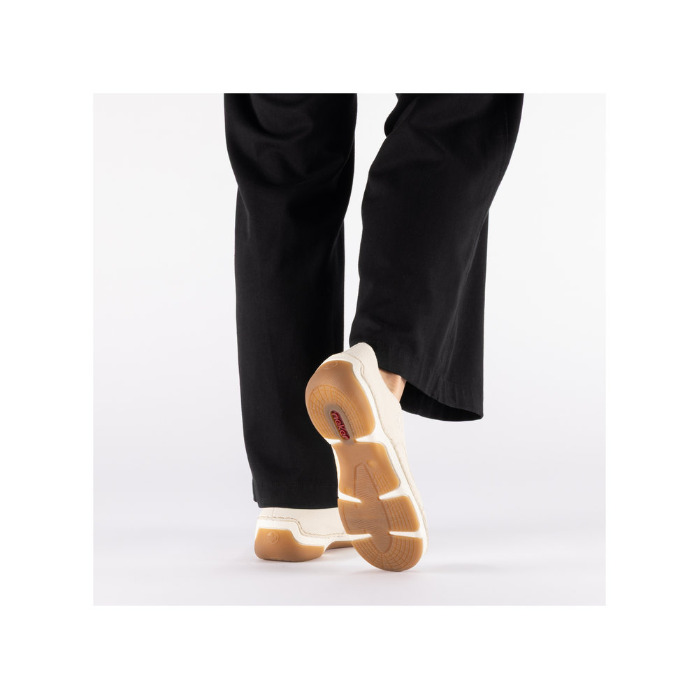 szczegóły RIEKER 55920-80 beżowe damskie wygodne, lekkie sneakersy, podeszwa Antistress