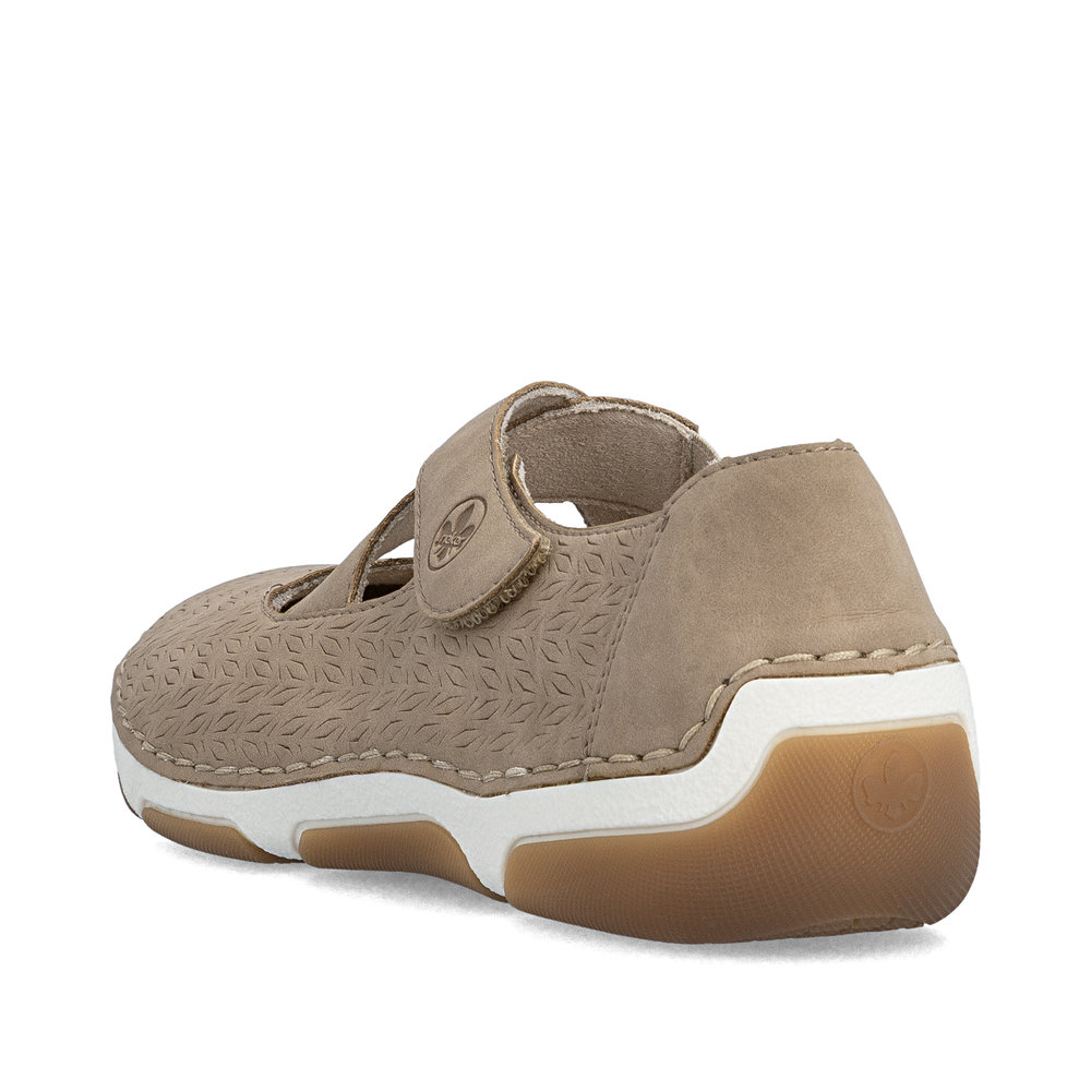 szczegóły RIEKER 55958-20 beżowe damskie baleriny idealne na ciepłe letnie dni, Antistress