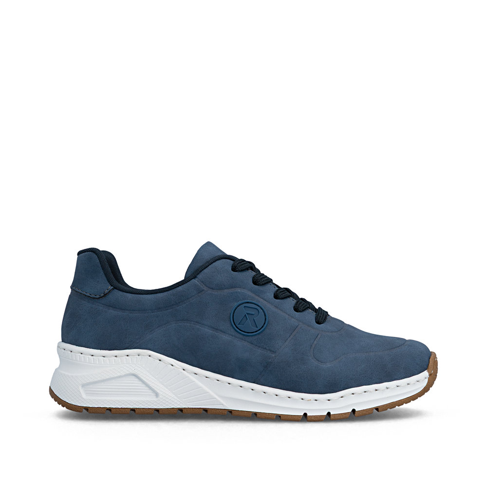 szczegóły RIEKER M4903-14 niebieskie damskie sneakersy, nowoczesne i wygodne, podeszwa Ant