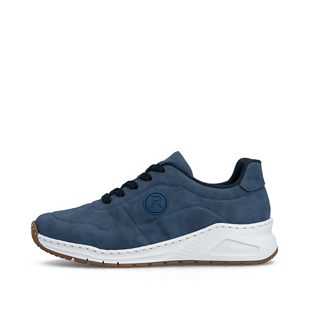 szczegóły RIEKER M4903-14 niebieskie damskie sneakersy, nowoczesne i wygodne, podeszwa Ant