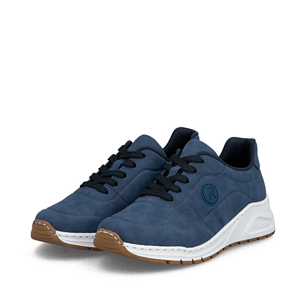 szczegóły RIEKER M4903-14 niebieskie damskie sneakersy, nowoczesne i wygodne, podeszwa Ant