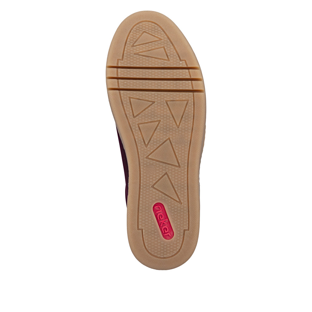 szczegóły RIEKER M7601-30 bordowe damskie sneakersy na platformie 3 cm, nowoczesne i wygod