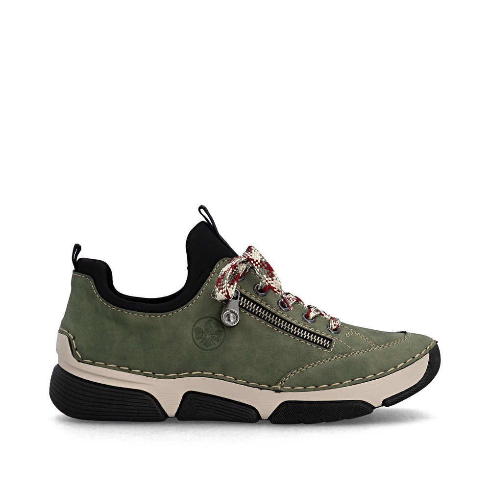 szczegóły RIEKER 45973-54 zielone damskie wygodne sneakersy, podeszwa Anti-Stress