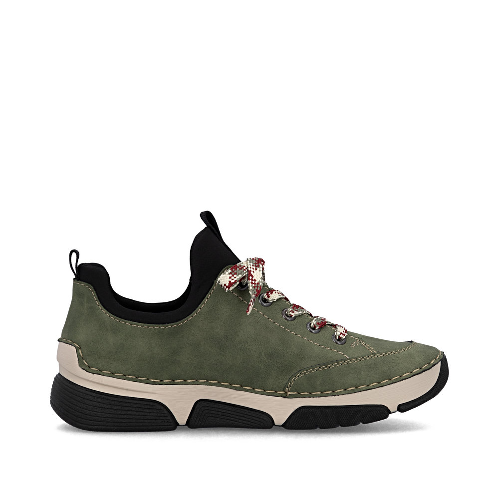 szczegóły RIEKER 45973-54 zielone damskie wygodne sneakersy, podeszwa Anti-Stress