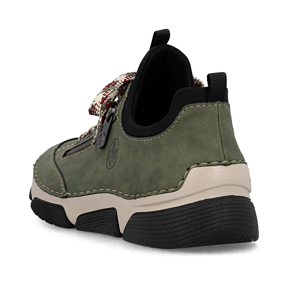 szczegóły RIEKER 45973-54 zielone damskie wygodne sneakersy, podeszwa Anti-Stress