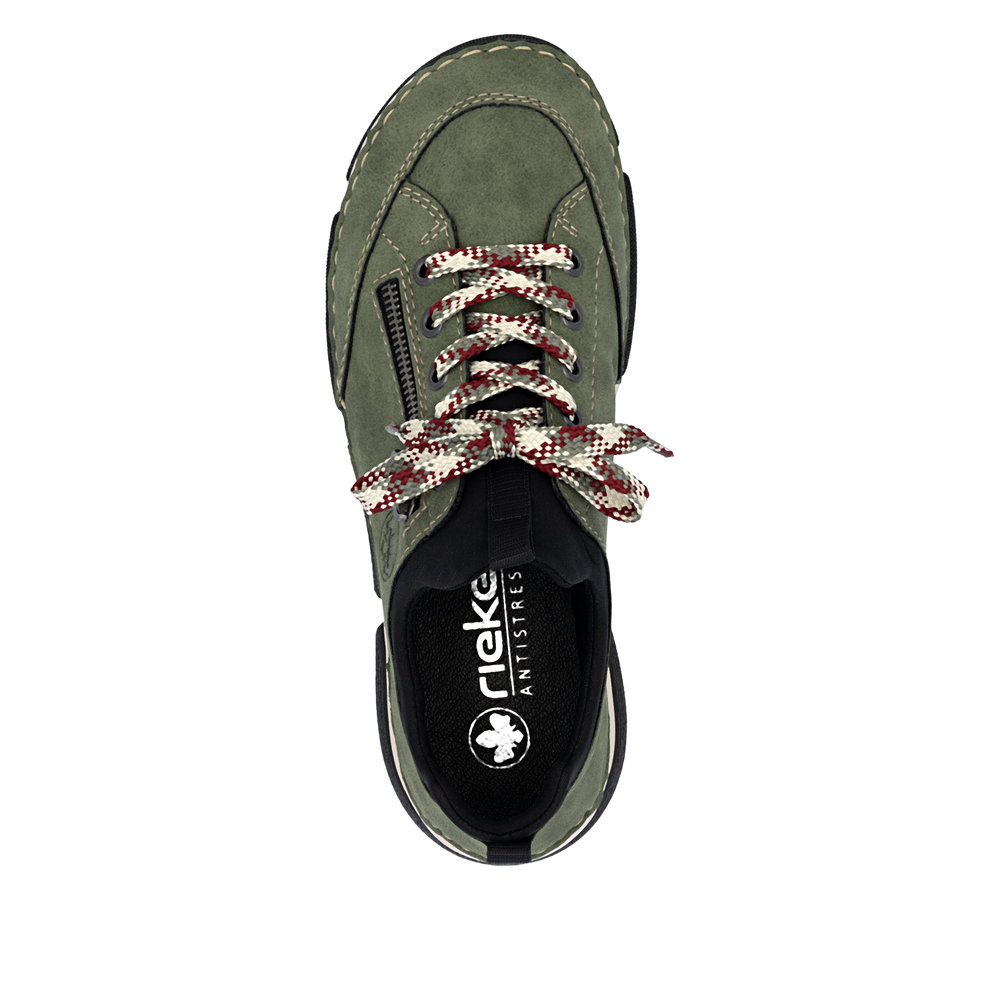 szczegóły RIEKER 45973-54 zielone damskie wygodne sneakersy, podeszwa Anti-Stress