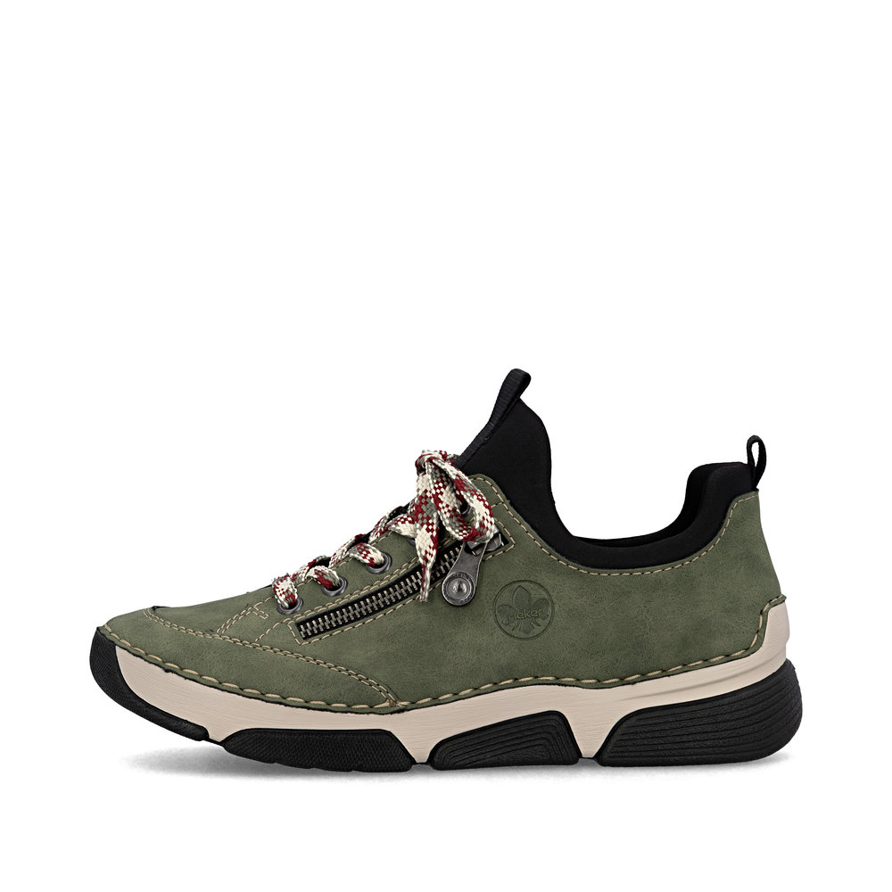 szczegóły RIEKER 45973-54 zielone damskie wygodne sneakersy, podeszwa Anti-Stress