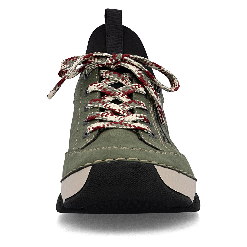 szczegóły RIEKER 45973-54 zielone damskie wygodne sneakersy, podeszwa Anti-Stress