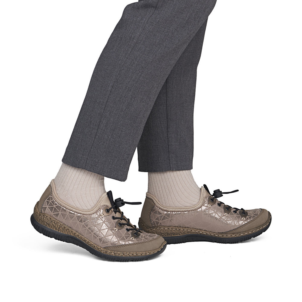szczegóły RIEKER N3271-90 beżowe damskie wygodne sneakersy z podeszwą Antistress