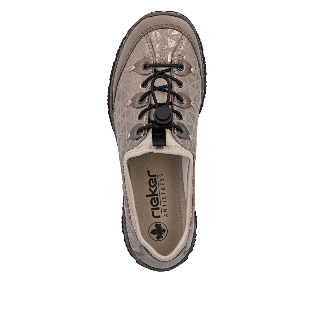 szczegóły RIEKER N3271-90 beżowe damskie wygodne sneakersy z podeszwą Antistress