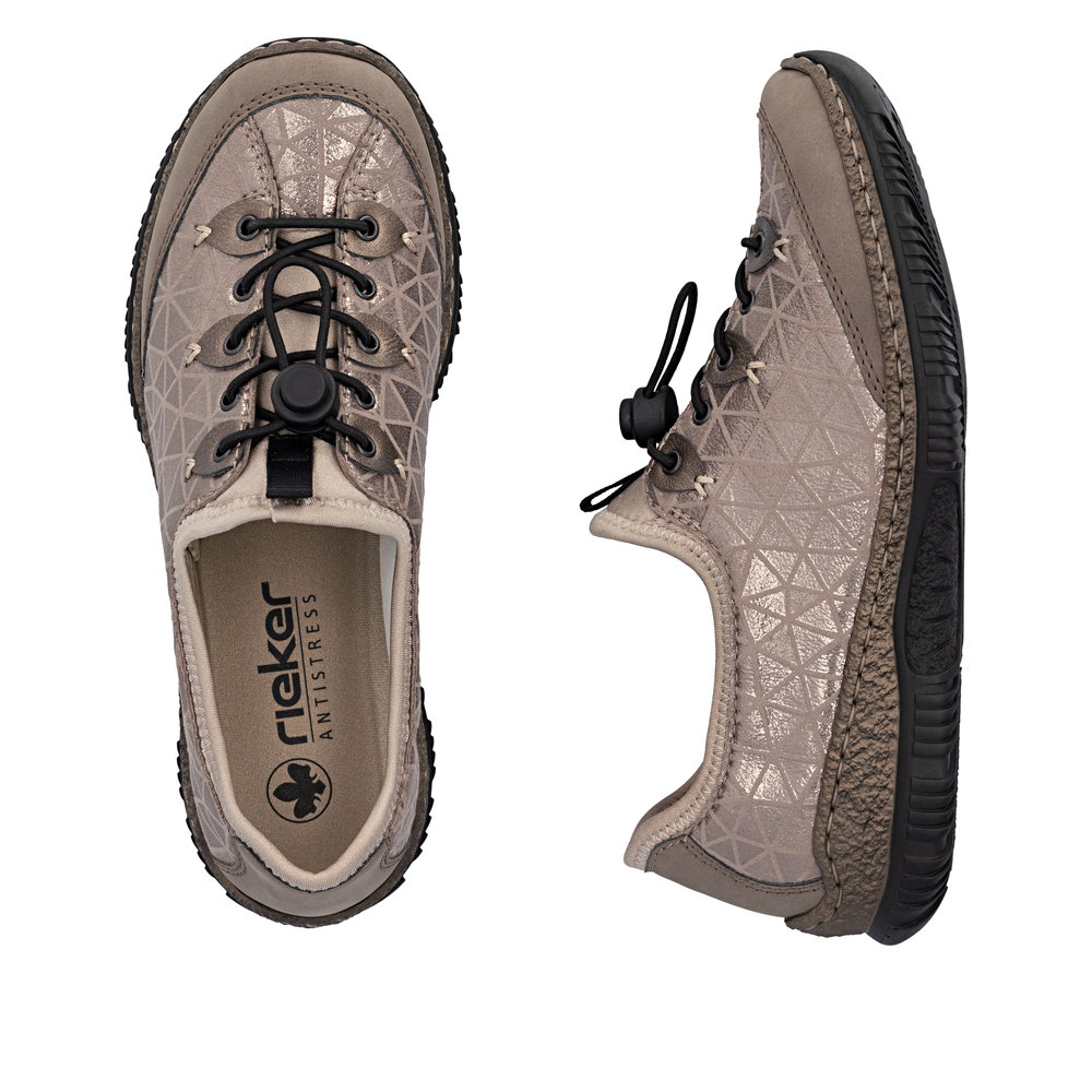 szczegóły RIEKER N3271-90 beżowe damskie wygodne sneakersy z podeszwą Antistress