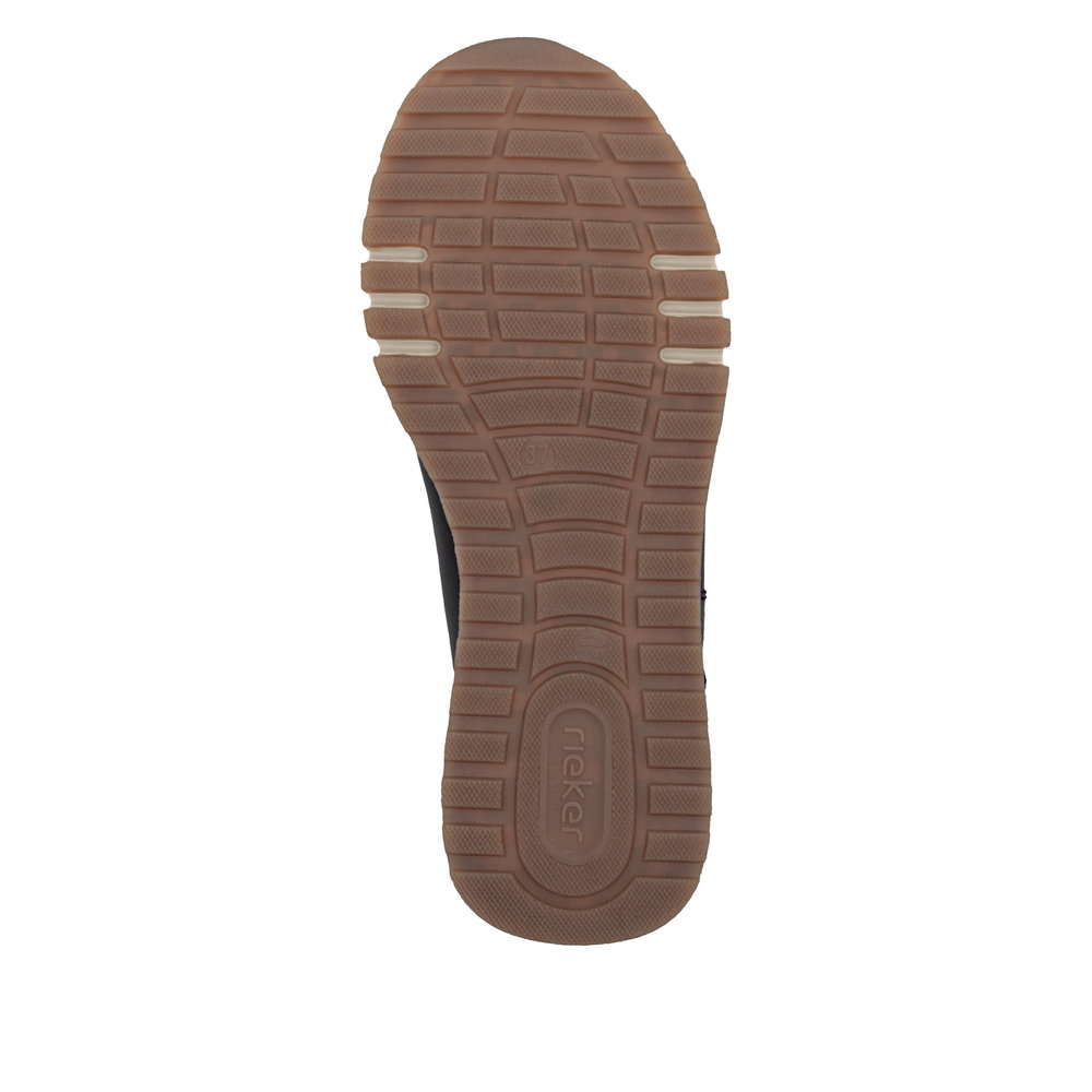 szczegóły RIEKER 49010-26 brązowe damskie skórzane sneakersy, wygodne i nowoczesne