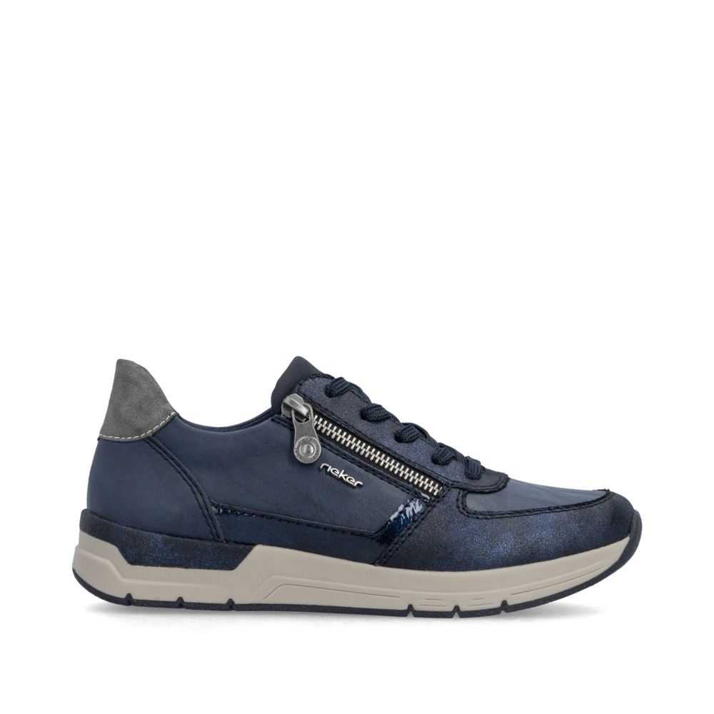 szczegóły RIEKER 58902-14 niebieskie damskie sneakersy, podeszwa Antistress zapewniająca w