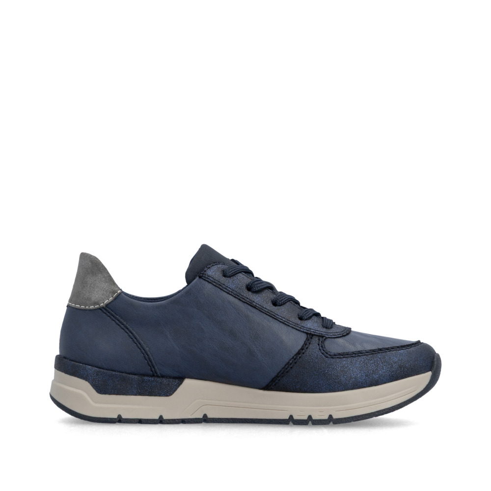 szczegóły RIEKER 58902-14 niebieskie damskie sneakersy, podeszwa Antistress zapewniająca w