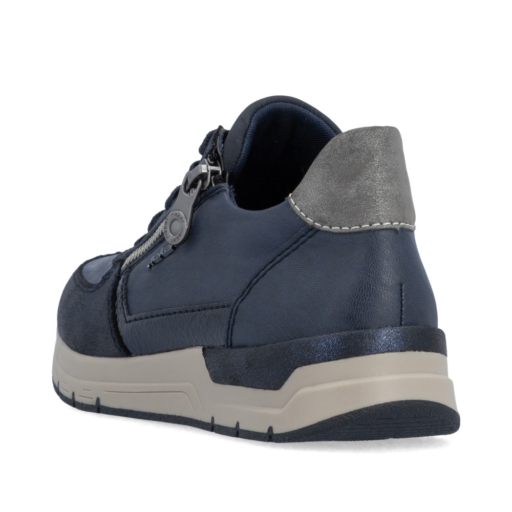 szczegóły RIEKER 58902-14 niebieskie damskie sneakersy, podeszwa Antistress zapewniająca w