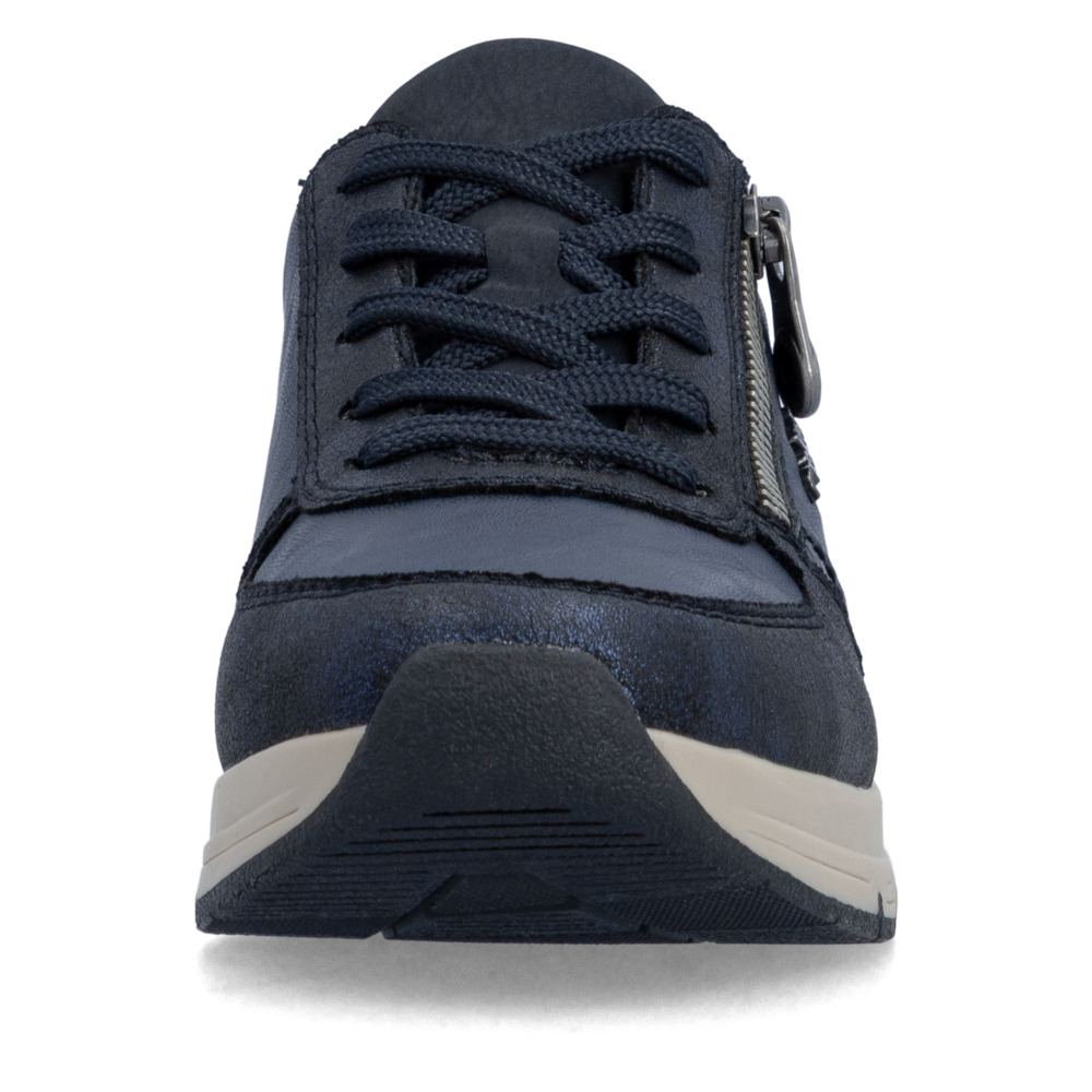 szczegóły RIEKER 58902-14 niebieskie damskie sneakersy, podeszwa Antistress zapewniająca w