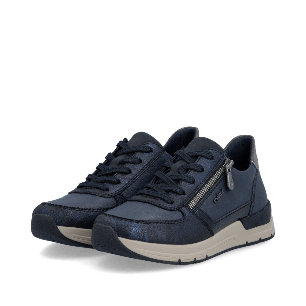szczegóły RIEKER 58902-14 niebieskie damskie sneakersy, podeszwa Antistress zapewniająca w
