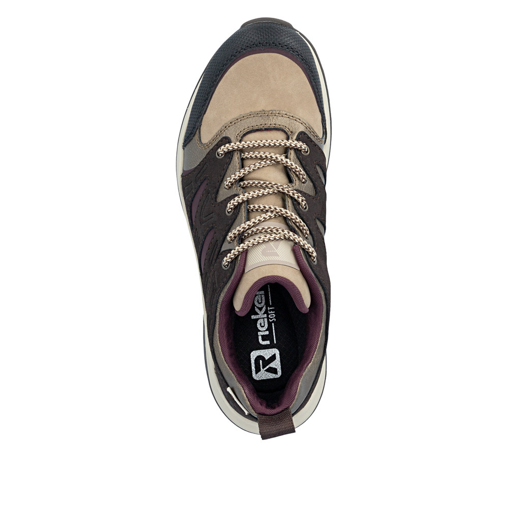 szczegóły RIEKER Z0900-25 brązowe damskie sneakersy, wygodna podeszwa Antistress