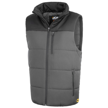 JCB Gilet szara męska ocieplana kamizelka, materiał Ripstop zapewniający większą