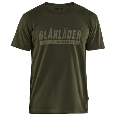 BLAKLADER Sweden Logo oliwkowy męski T-shirt, 100% bawełna, wygodny i przewiewny