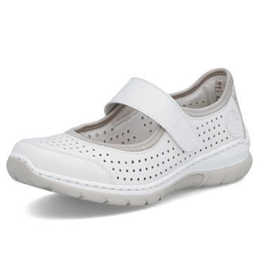 RIEKER L32B5-82 białe damskie letnie półbuty, oddychające, Antistress