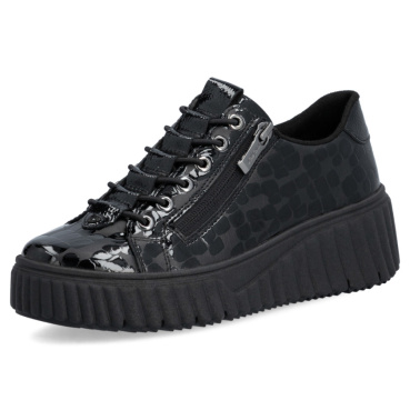 RIEKER N2555-02 czarne damskie sneakersy, nowoczesny wygląd, wygodne chodzenie,