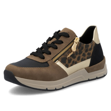 RIEKER 58902-24 brązowe damskie sneakersy, nowoczesny wygląd, wygodne na cały ro
