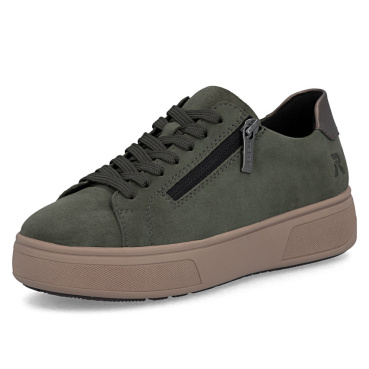 RIEKER M7701-55 zielone damskie skórzane sneakersy