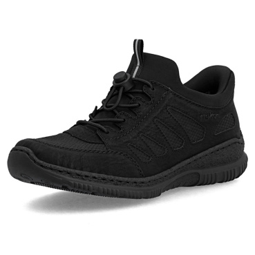 RIEKER N32G8-00 czarne damskie sneakersy, wygodne i przewiewne