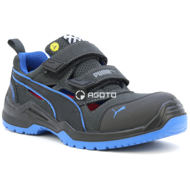 PUMA Neodyme S1P ESD blue czarne męskie robocze sandały skórzane