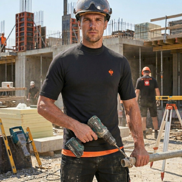 ENGELBERT STRAUSS czarna męska oddychająca koszulka funkcyjna z ochroną UV 50+