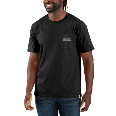 CARHARTT Pocket czarny męski t shirt bawełniany, luźny nowoczesny krój, kultowa