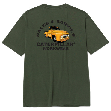 CATERPILLAR Graphic Car zielona męska koszulka, wygodna, nowoczesna, atrakcyjny