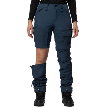 Beyond Nordic Sweden Zip-Off niebieskie damskie spodnie outdoorowe 2w1 Teflon Ec