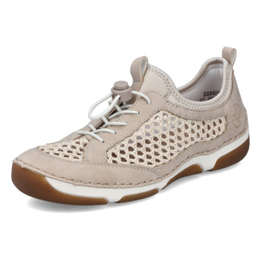 RIEKER 55960-60 beżowe damskie letnie sneakersy, oddychające, podeszwa Antistres
