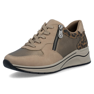RIEKER N9503-20 beżowe damskie sneakersy, podeszwa Antistress, nowoczesne